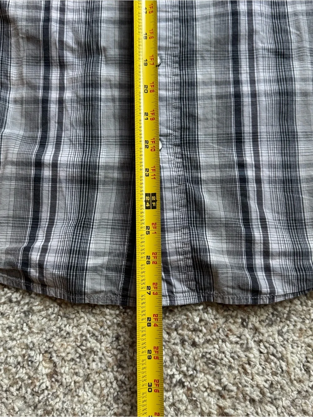 The North Face Shirt Men’s Grey Pearl Snap Short Sleeve Button-Up Check Plaid M
